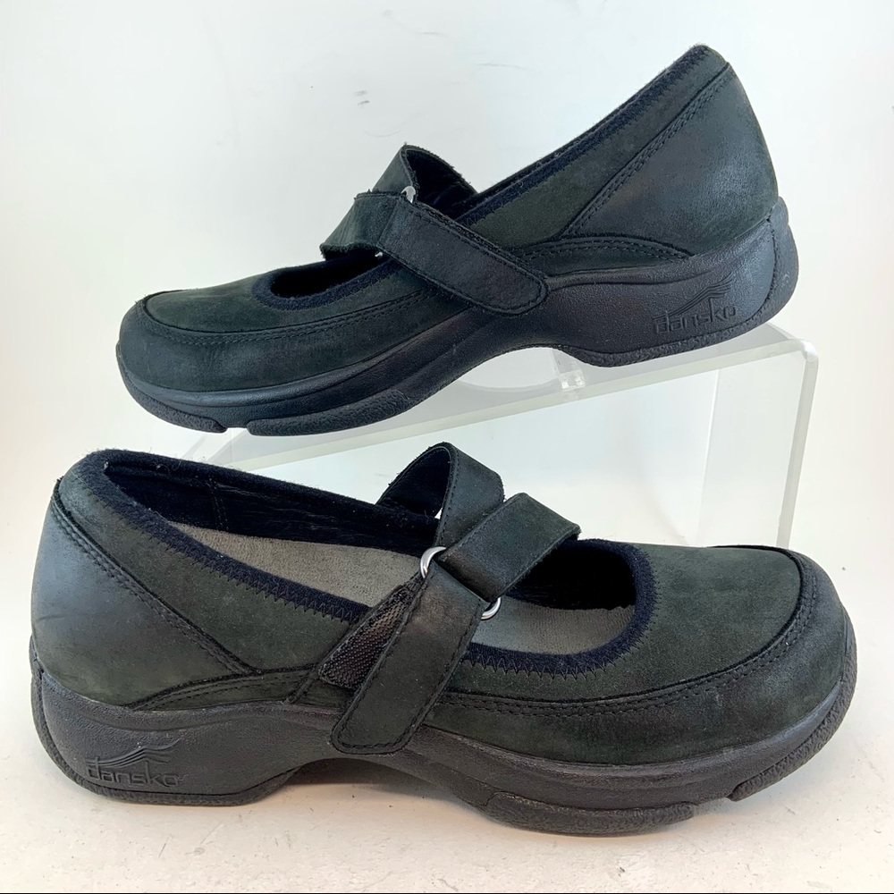 Dansko Black Kiki Nubuck Leather Z Strap Mary Jane Clogs, size 38 7.5 8 - Picture 4 of 11